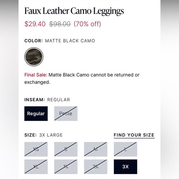 SPANX Faux Leather Camo Leggings Matte Black Size  Large, MSRP $98 - Picture 7 of 13